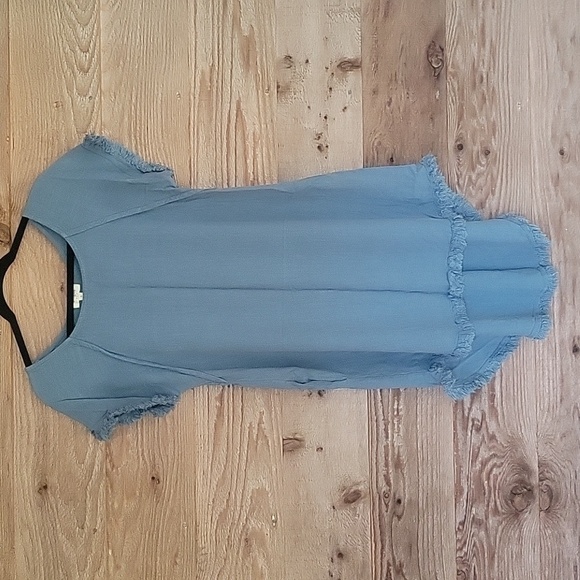Umgee Size Small Blue Linen Blend High Low Dress - Picture 1 of 6